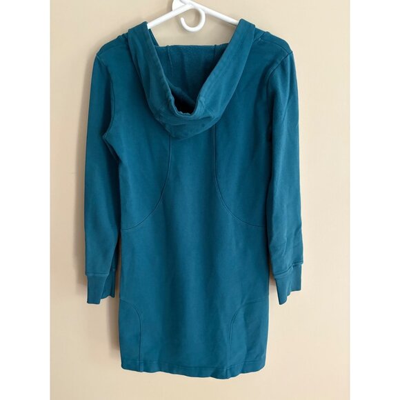 Horny Toad Fleece Lined Hoodie Sweater Dress Turquoise XS Cozy Warm Pullover - Picture 7 of 11